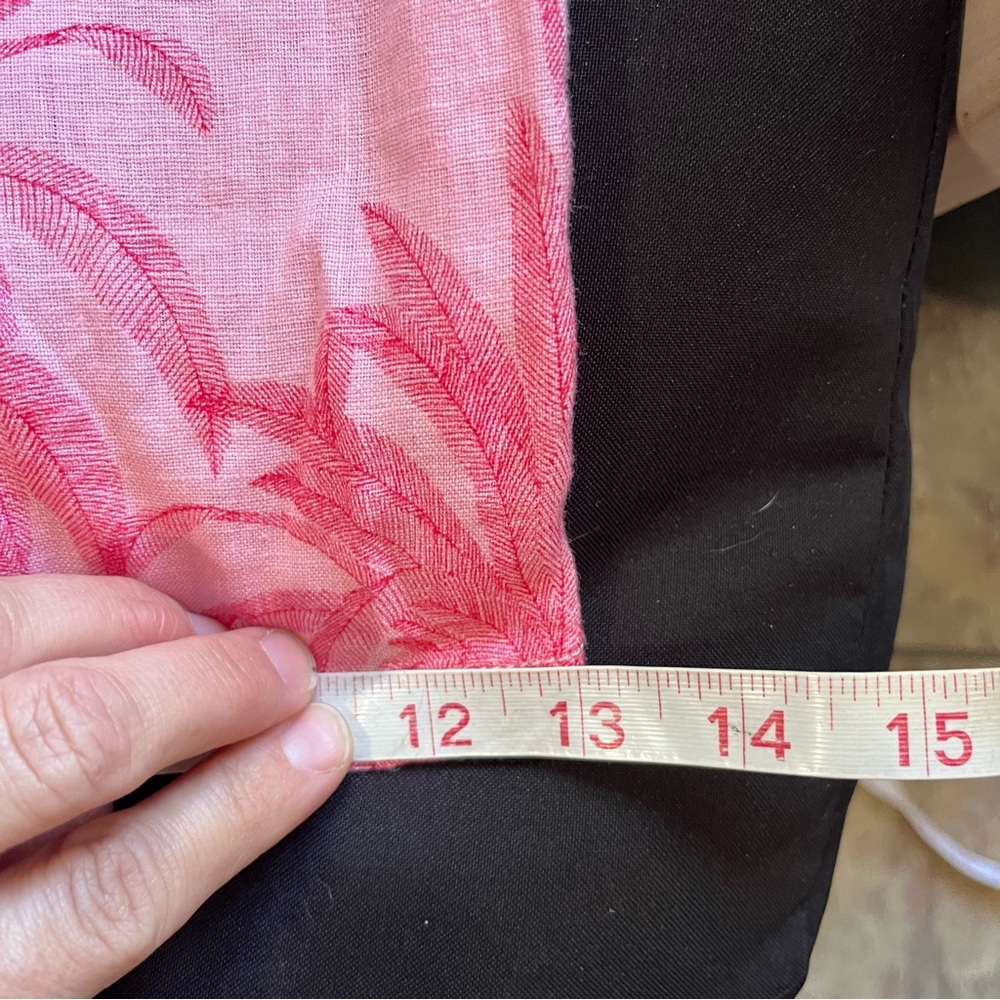 Tahari Pants Womens XL Pink Palm Leaf Linen Wide Leg Drawstring Pockets - Picture 4 of 9